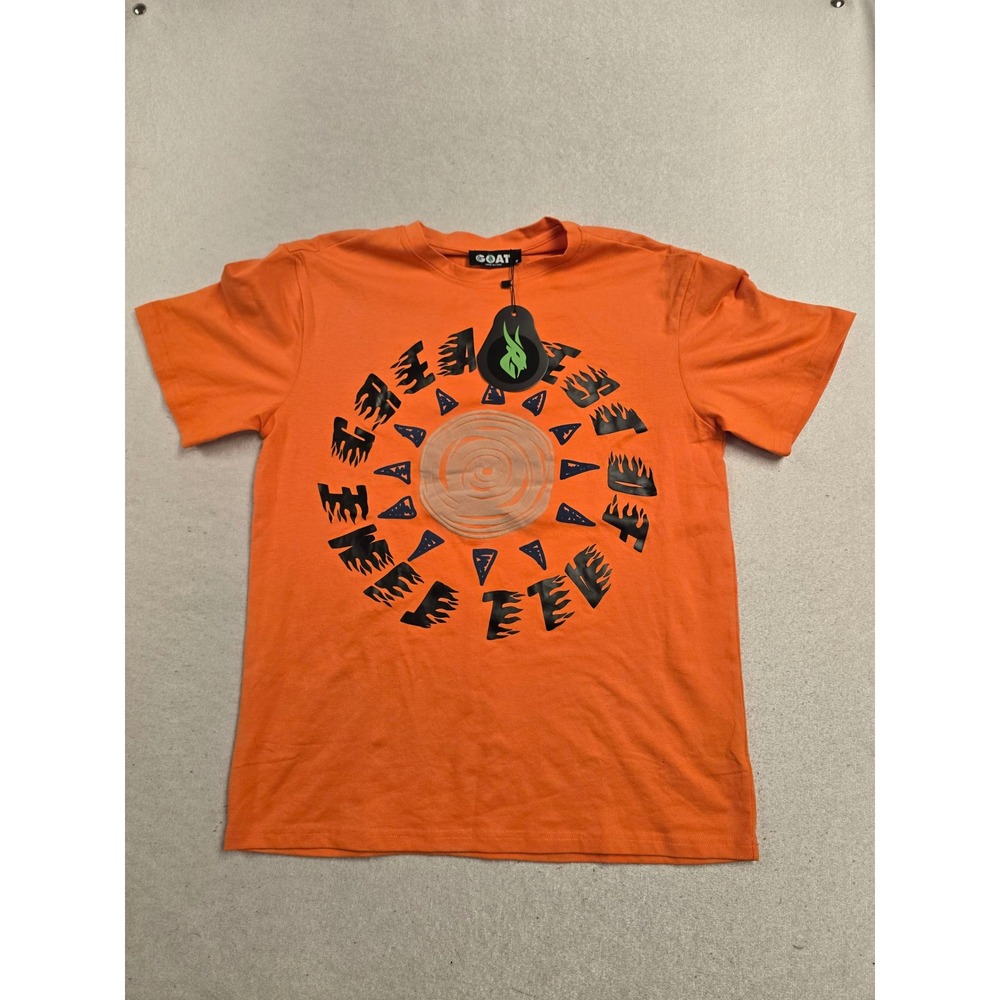 Sole Goat Peach Orange Graphic T-Shirt Sun Flame Design GT727 Mens Small NEW